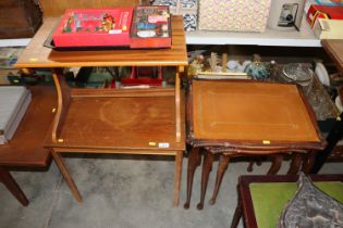 A nest of three cabriole leg coffee tables and two