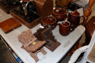 Two Denby casserole dishes, a Denby coffee pot and