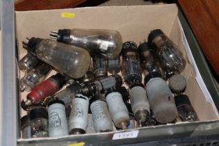 A box of assorted radio vacuum valves