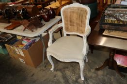 A white painted French style salon elbow chair