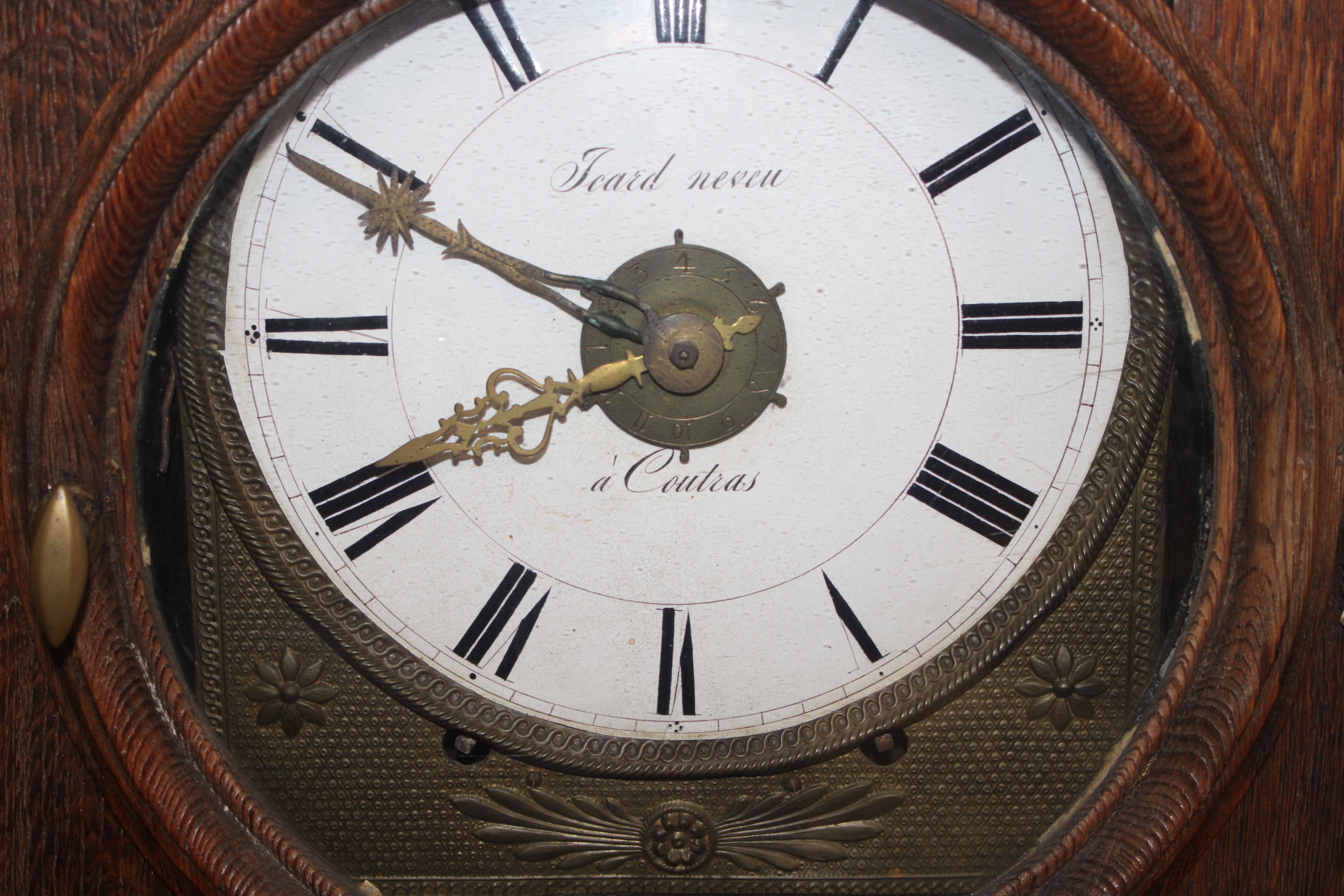 A tall French oak long case clock having circular - Image 2 of 4