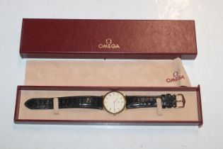 An Omega Deville quartz wrist watch in original bo