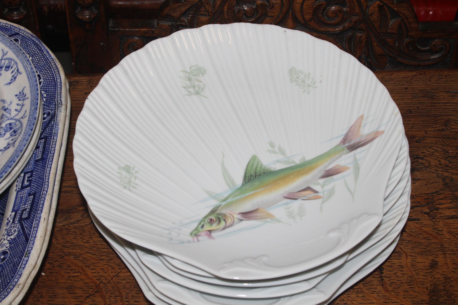 Seven Limoges porcelain fish plates; a collection - Image 2 of 12