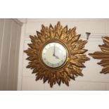 A Smiths gilt sunburst wall clock