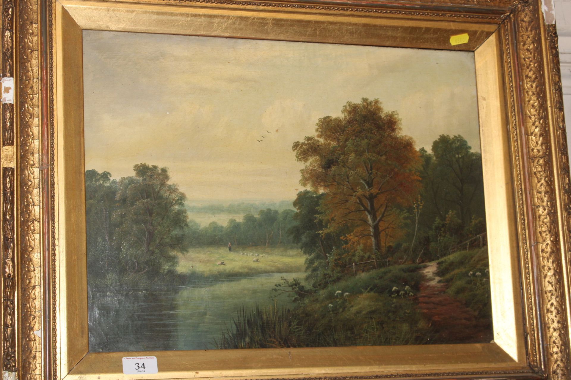 19th Century school, oil on canvas rural scene wit - Image 2 of 4