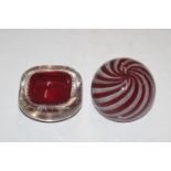 A Murano glass paperweight and a bubble glass asht