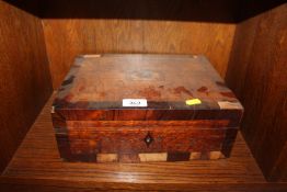 An oak and inlaid sewing box AF