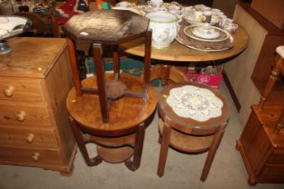 Three 1930's walnut and oak Art Deco occasional ta