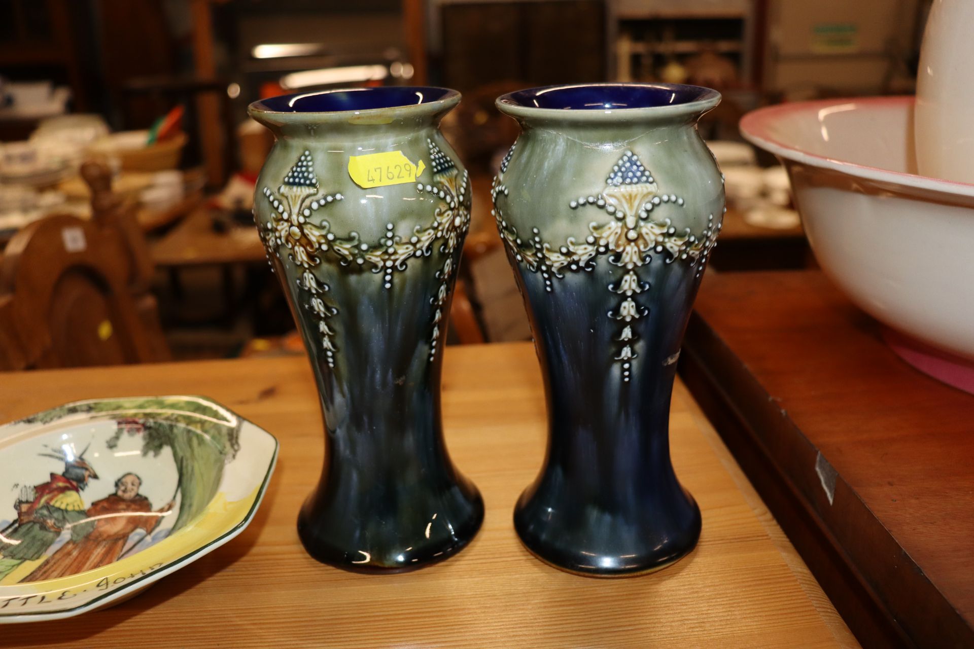 A pair of Doulton pottery Art Nouveau baluster vas - Image 3 of 5