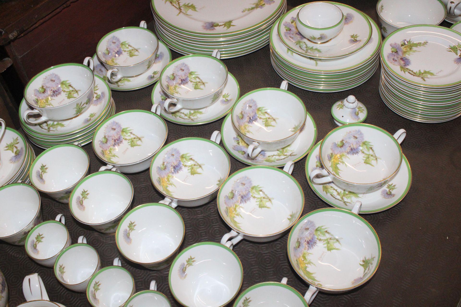 A Royal Doulton "Glamis Thistle" decorated tea / dinner service comprising dinner plates, side - Image 8 of 9