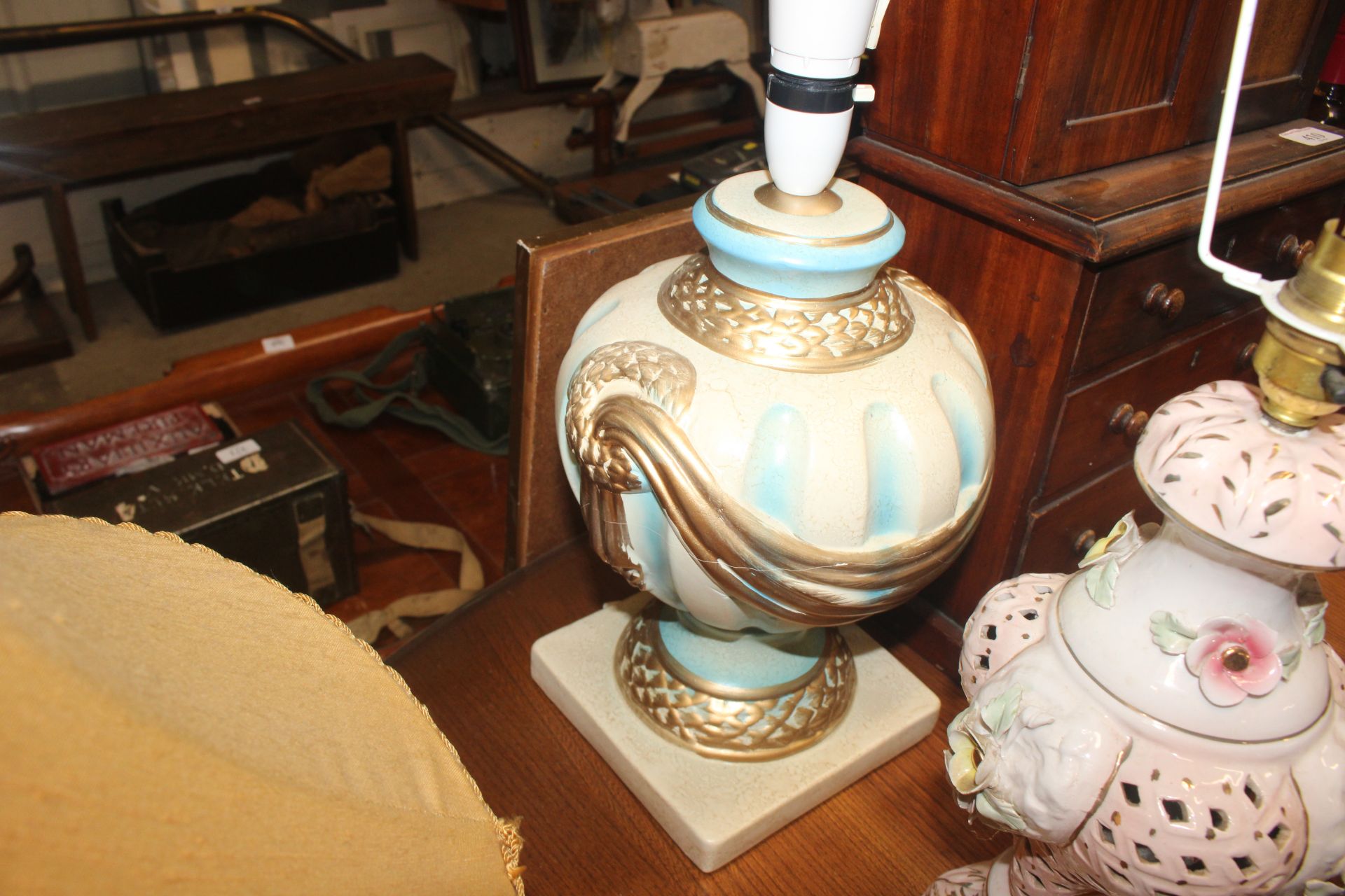 A pair of continental porcelain table lamps; a sin - Image 2 of 4