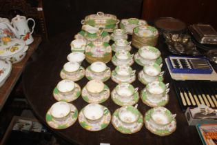 A collection of Coalport green floral and gilt dec