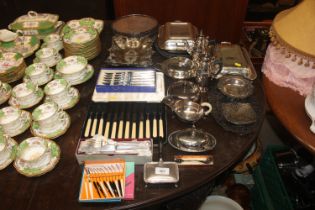 A quantity of various plated ware to include turee