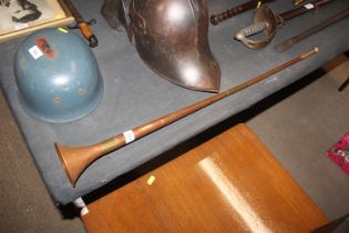 A copper and brass post horn