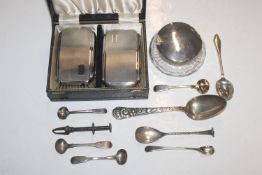 A Sterling silver spoon; a collection of various o