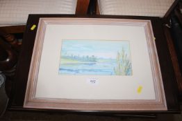 Sylvia Paul, "Alton Water In Winter" signed gouach