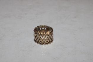 A yellow metal wide band ring, tested as 9ct gold,