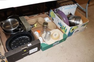 Three boxes of miscellaneous kitchenalia