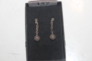 A pair of 925 silver and marcasite ear-rings