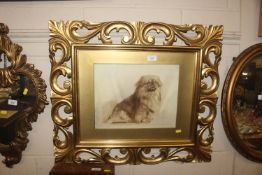 A vintage photograph of a dog contained in gilt Fl