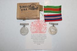 WWII Pair of medals in named box to Mr O.S. Blockl
