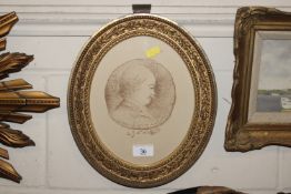 Oval framed lithograph after Holmes Winter in decor