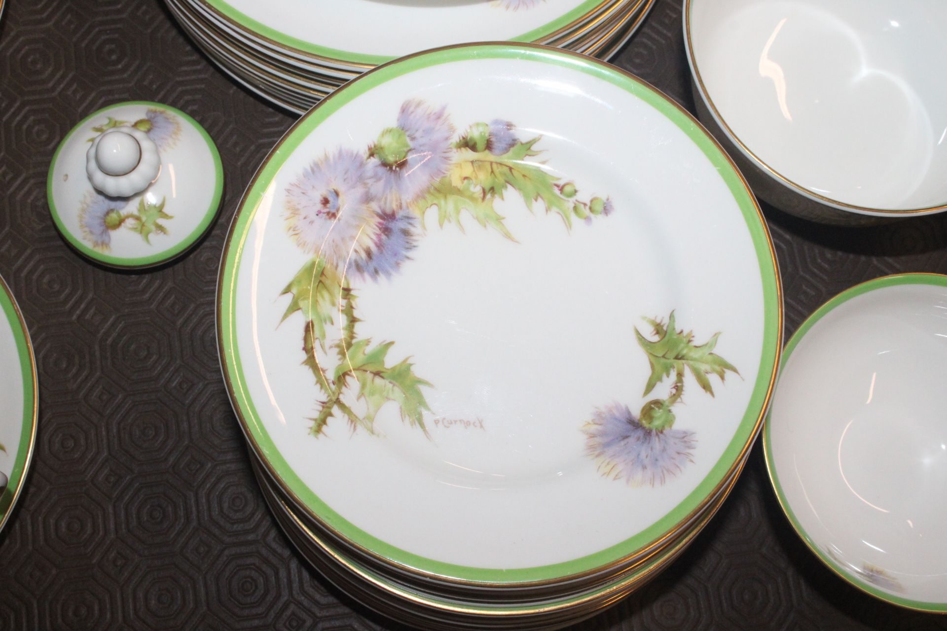 A Royal Doulton "Glamis Thistle" decorated tea / dinner service comprising dinner plates, side - Image 2 of 9