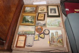 A collection of miniature pictures and prints