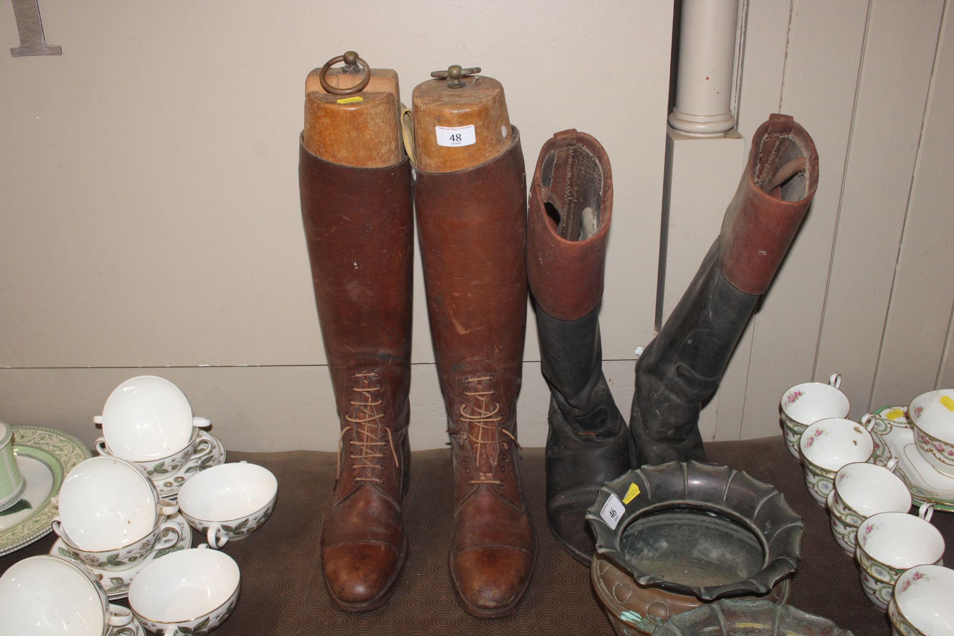 A pair of vintage leather gentleman's boots, compl