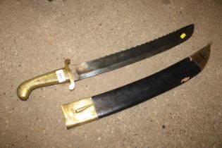 A Russian copy of a saw back Pioneer sword and scabbard