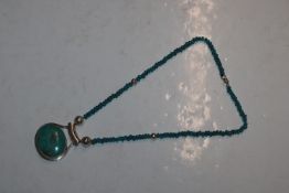 A large Sterling silver turquoise and blue apatite