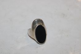 A large vintage Sterling silver and jet ring, ring