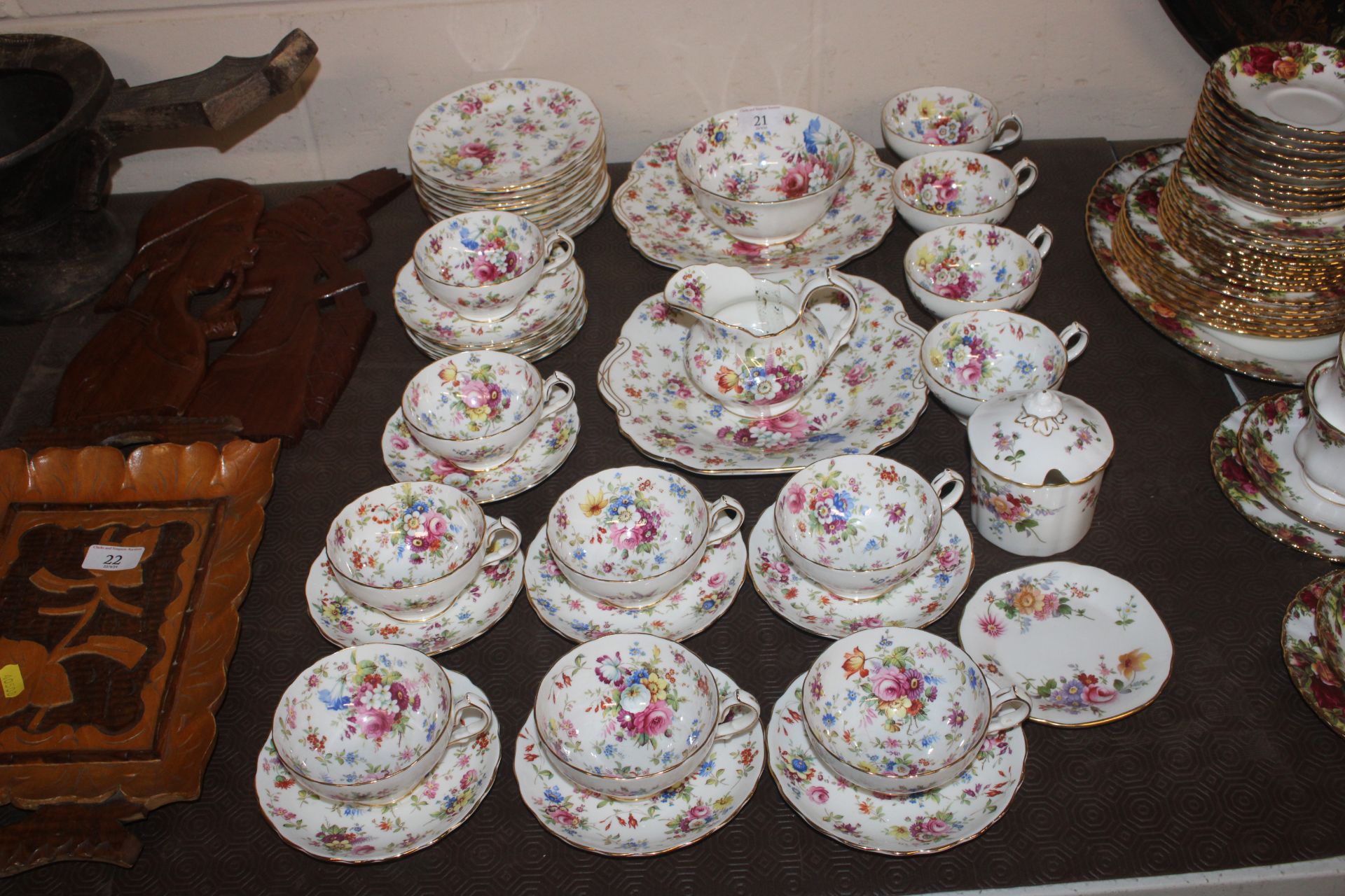 A late Victorian floral decorated tea set decorate
