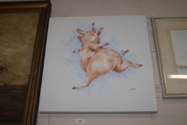 John Ryan, acrylic on canvas "Happy Pig" unframed