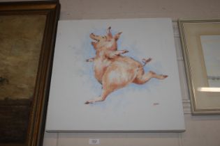 John Ryan, acrylic on canvas "Happy Pig" unframed