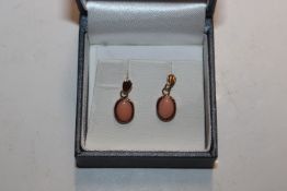 A pair of 9ct gold and coral drop ear-rings