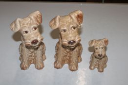 Two Sylvac model dogs and another smaller example