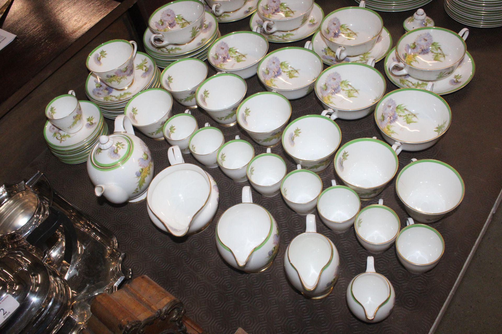 A Royal Doulton "Glamis Thistle" decorated tea / dinner service comprising dinner plates, side - Image 9 of 9