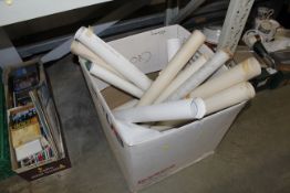 A box of rolled maps and posters
