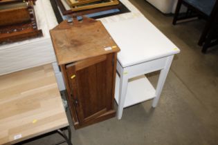 A late Victorian pot cupboard and a side table fit