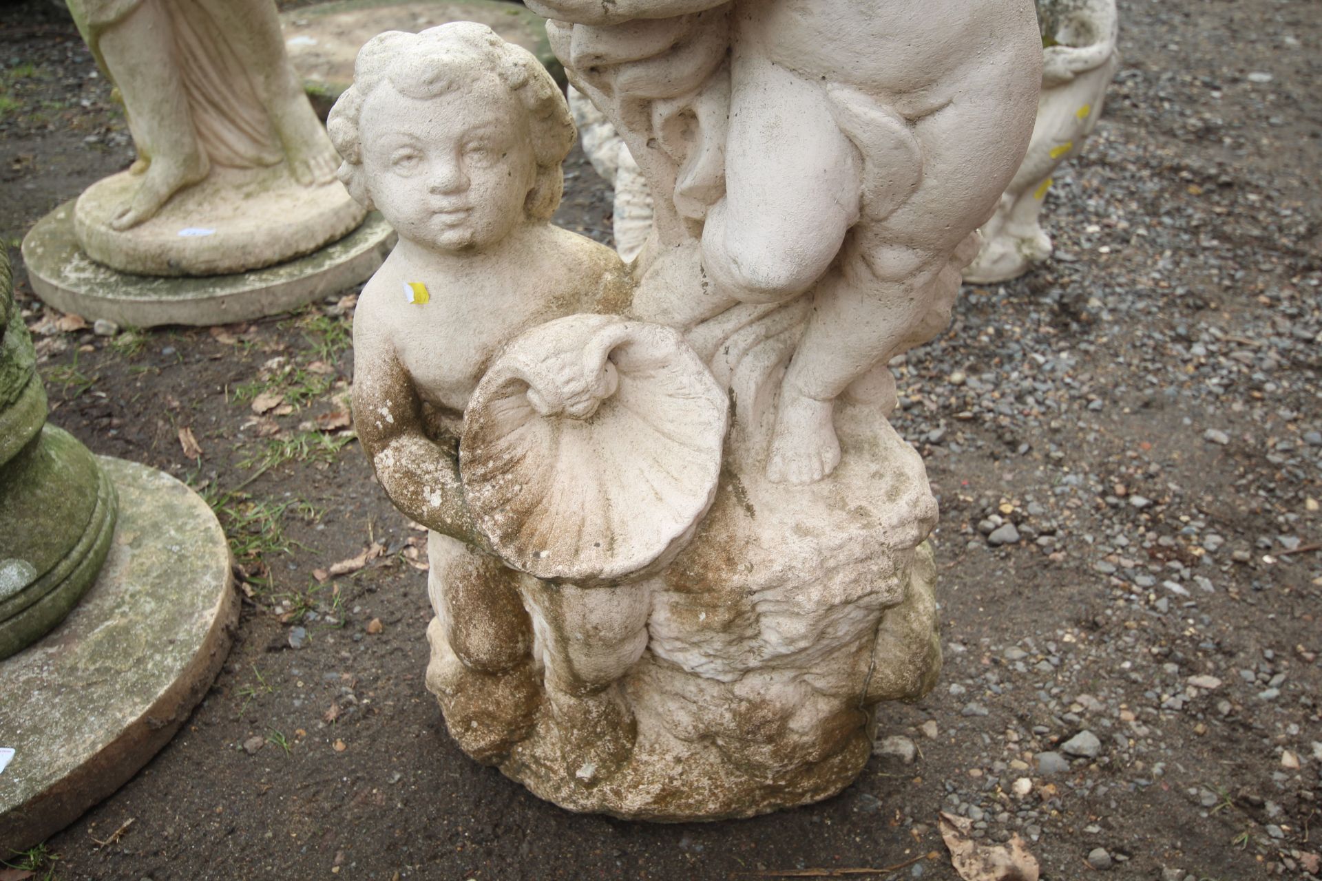 A painted concrete water feature of two Cherub for - Image 3 of 3