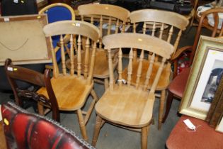 Four spindle back kitchen chairs