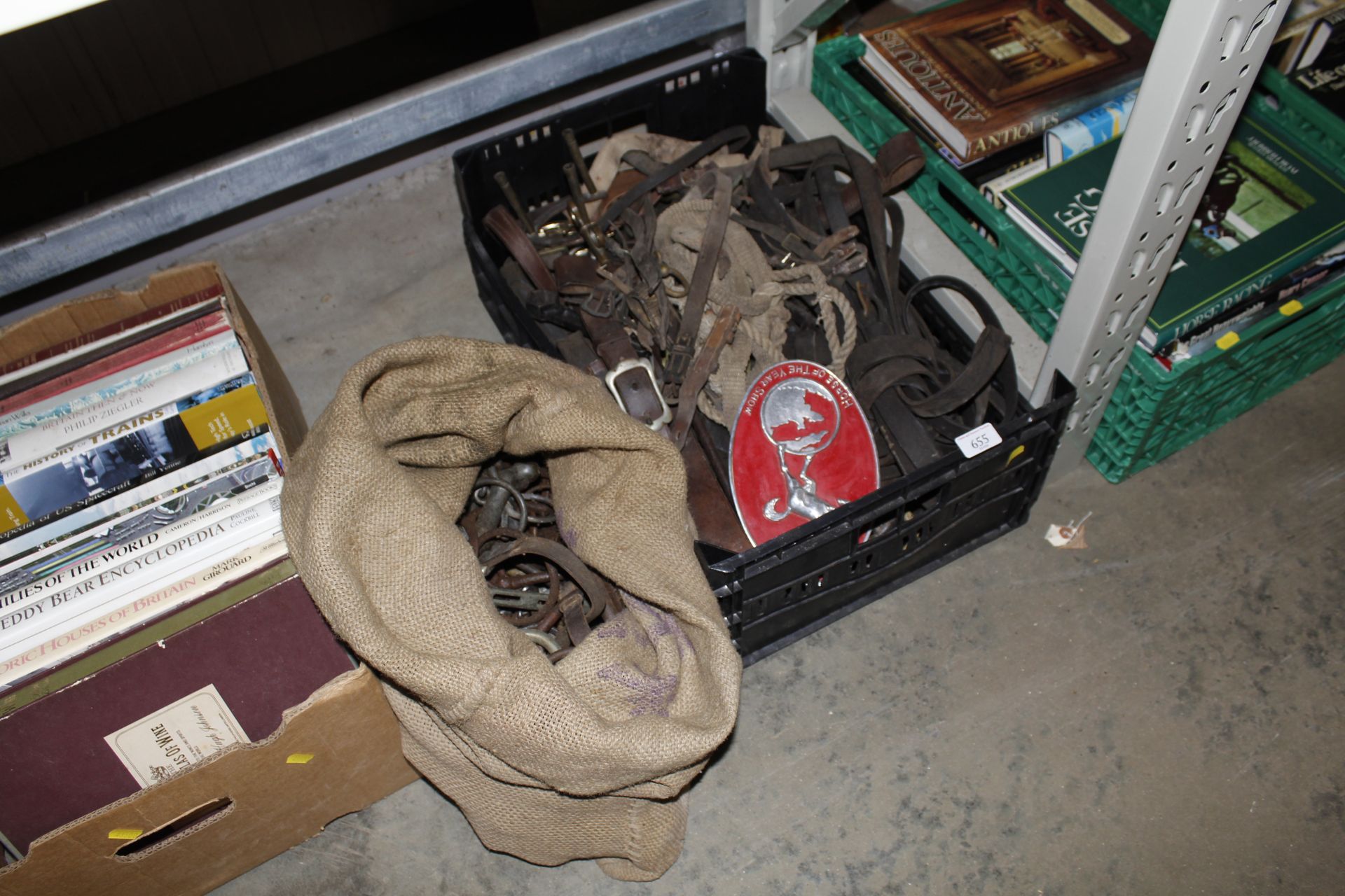 A box and bag of horse harness and Horse of The Ye