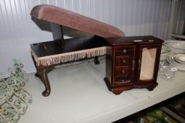 A gout stool and a jewellery cabinet
