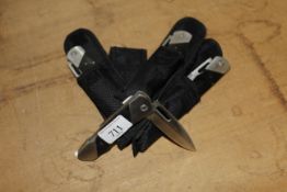 Four British Army style folding knives
