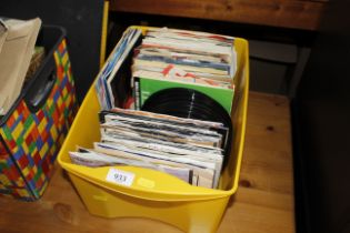 A box of 45rpm records