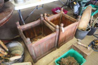 A pair of wooden Lindsey square planters