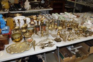 A collection of various metal ware including brass
