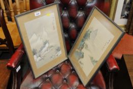 Two Oriental studies of mountainous scenes with ch