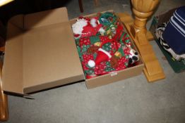 A box of Christmas decorations